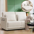 56.3" W x 74.8" D Small Full Size Pull Out Couch, Sleeper Sofa, Futon Sofa Bed with Side Pockets, Convertible Loveseat Sofa with Washable & Breathable Cover, Futon Couch for Living Room, White
